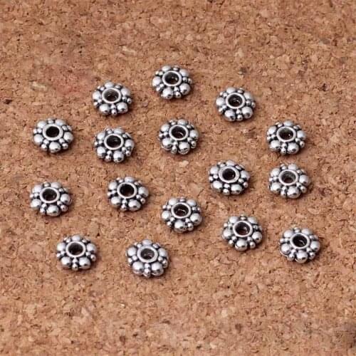 50pcs/lot Casual Snow Shape 6mm Tibetan Silver Metal Beads Handmade Beading Spacer Materials DIY Jewelry Making For Women Men