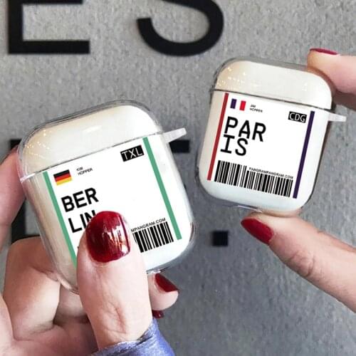 Travel City Fast Boarding Pass Case For Apple AirPods 2/1 Wireless Earphone Box Air Pods 2 1 Cases Funny Silicone Clear Cover