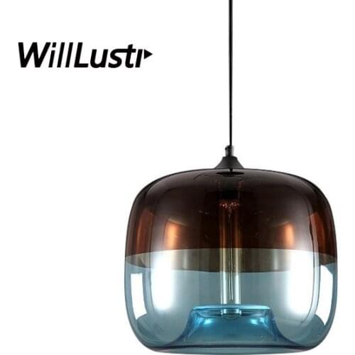 Colored Glass Pendant Lamp Light Coffee Green Blue Restaurant Cafe Bistro Hotel Bar Shop Dinning Room Retro Suspension Lighting