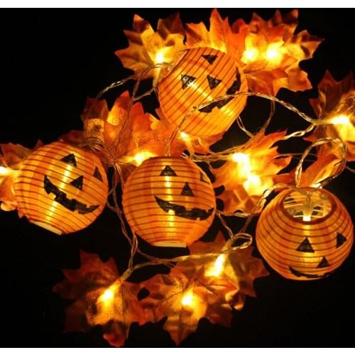 20LEDs Halloween Pumpkin Lantern String Lights Battery Operated 3D Pumpkin Lamp for Indoor Outdoor Garden Halloween Party