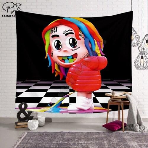PLstar Cosmos Tapestry SInger 6IX9INE 3D Printing Tapestrying Rectangular Home Decor Wall Hanging style-4