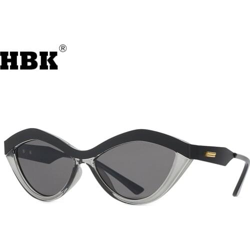 HBK New Personalized Cat Eye Sunglasses Women Men Small Frame Eye Glasses Fashion Brand Design Eyewear Ladies Travel UV400