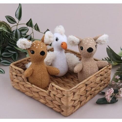 634F 5in Toy Figure Stuffed Doll Interactive Gift Cartoon Mini Deer/Duck Washable Plush Toy Home Desk Christmas Tree Ornament