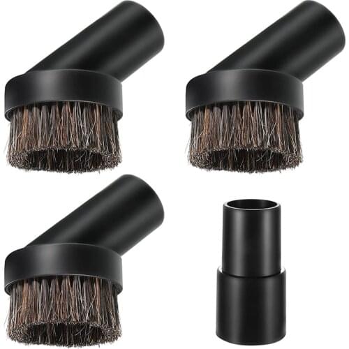Horse Hair Round Dust Brush Horse Hair Vacuum Attachment Vacuum Attachment with 1-1/4 to 1-3/8 Inch Hose Adapter