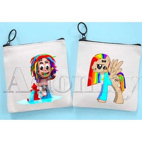 6ix9ine Coin Purse Female Fabric Small Purse Mini Clutch Bag Cute Korean Canvas Key Case Coin Purse