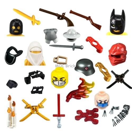 MOC Bricks Weapon Robber helmet Pirate Flintlock Musket sword soldier mask Figures Building Block Compatible major brand