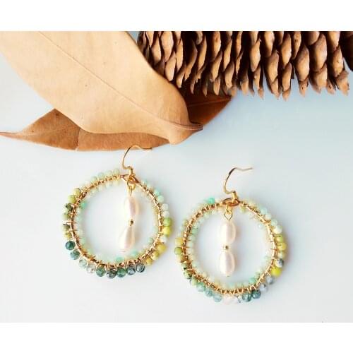 Lii Ji Genuine Chrysoprase African Turquoise Moss Agate Freshwater Pearl Earrings 925 Sterling Silver 18K Gold Handmade Earrings