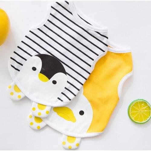 Cute Penguin Breathable Dog Shirt Striped Cat Clothes Soft Cotton Basic T-Shirt Clothes for Summer Puppy Pet Apparel Costumes