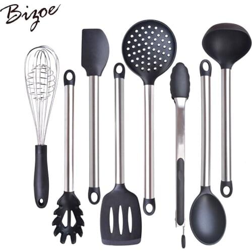 8 Pieces Super Sturdy Cooking Utensils Set & Non Stick Silicone Tips For Pots and Pans, Kitchen Utensils by Leeseph