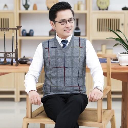 New 2020 Mens Sweater Vest Fashion Plaid Wool Sleeveless Sweater Pullovers Knit Vest Free Shipping