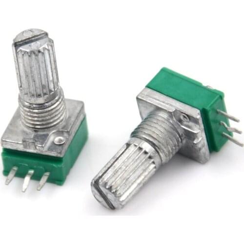 Newest 3pcs/lot B10K 3Pin Single Linear Rotary Potentiometer 15mm Knurled Shaft Potentiometers 10K Ohm With Nuts And Washers