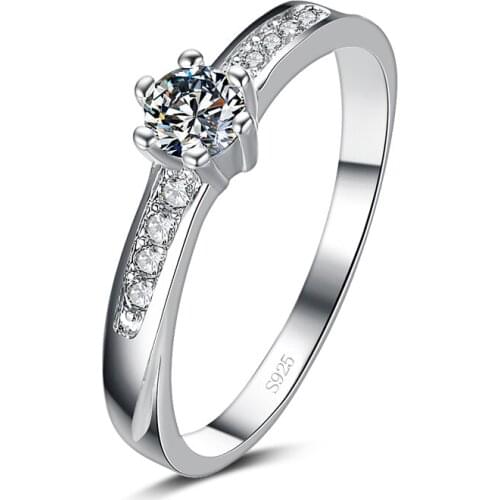 New arrival hot sell shiny cubic zirconia star 925 sterling silver ladies`finger wedding rings jewelry gift drop shipping
