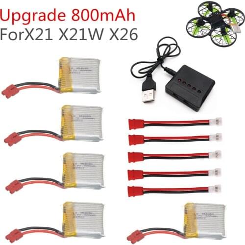Upgrade 3.7V 800mAh battery for SYMA X21 X21W x26 X26A Remote Control drone parts whit X21 X21W x26 X26A Charger