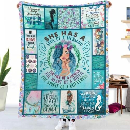 Give Me My Favorite Sisters 3D Printed Mermaid Blanket Soft Flannel Sofa TV Blanket Dreamy Birthday Gift 150x200cm