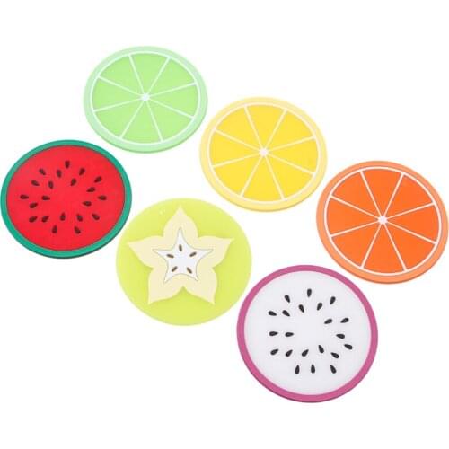 6pcs Fruit Coaster Colorful Silicone Cup Holder Drinks Mat Tableware Placemat