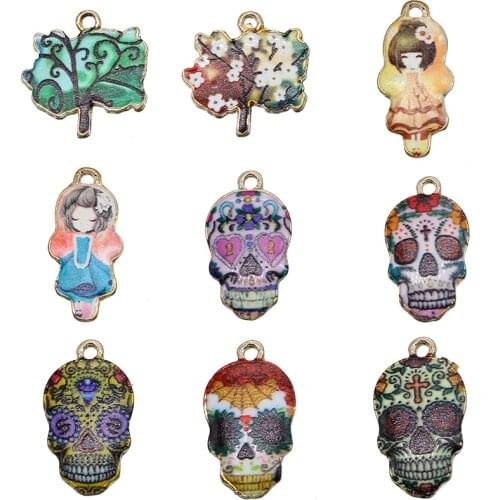 5PCS Life Tree Shantou Enamel Alloy Pendant Bracelet Girl Pendant Jewelry for DIY Necklace Accessories DIY Fashion Jewelry Findi