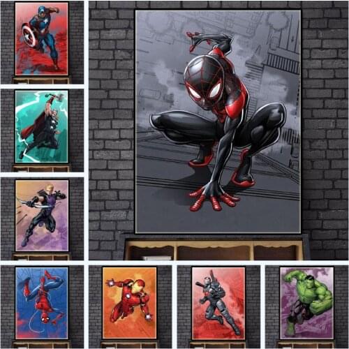 Marvel Anime Spider-Man Posters Avengers Captain America Iron Man Canvas Paintings Prints Wall Art Picture Kids Room Home Decor