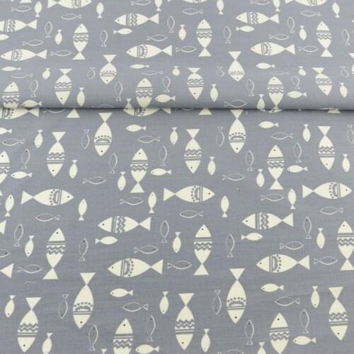 Fish Cotton Fabric Grey Tecido Sewing Cloth Craft Bedding Teramila Fabrics Quilting Home Decoration Tissue Patchwork Textile