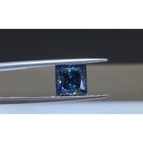 Princess Cut Diamond Test Past Blue Loose Moissanite 2 Carat Best Quality Sapphire Beads for Women Gemstone Ring Jewelry Making
