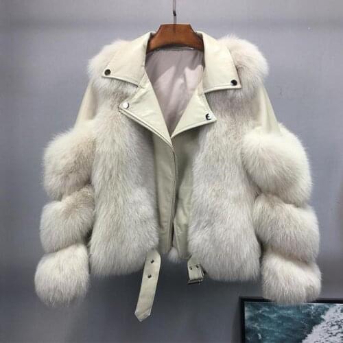 Natural real fur coat natural fox fur jacket winter warm fashion leather coat natural fur Genuine Leather coats new style
