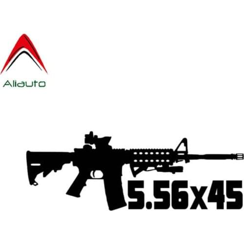 Aliauto Personality Fashion Car Stickers AR-15 Rifle 5.56*45 Bullet Vinyl Waterproof Decal Accessories Black/silver,14cm*5cm
