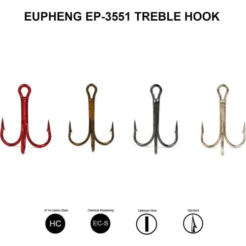Eupheng 100pcs Or 50pcs Treble Fishing Hooks Black Nickle Red Bronze Color Freshwater Saltwater Treble Hooks