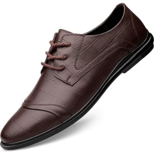 Luxury Genuine Leather Mens Casual Shoes Business Work Office Male Dress Shoes Spring Soft Oxfords Leather Mens Driving Shoes