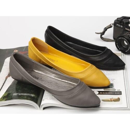 Women Flat Shoes Casual Fashion Slip-on Woman Pointed-Toe Flats Loafers Ladies Single Shoes Female Footwear Plus Size 41