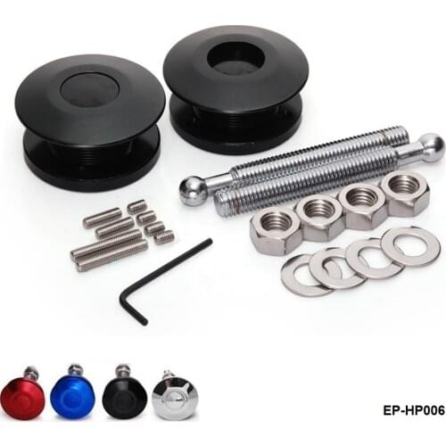 Universal Push Button Billet Hood Pins Lock Clip Kit Car Quick Latch EP-HP006
