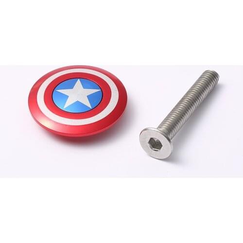 Captain America/Flag of the United States Logo Bicycle Headset top cap Bike Stem Top Cap Headset Cover 28.6mm 1 1/8" Steerer