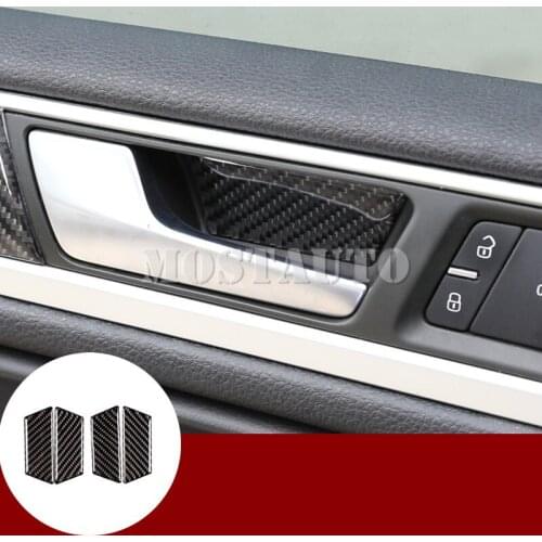 For VW Touareg Carbon Fiber Inner Car Door Handle Bowl Trim Cover 2011-2018 4pcs Car Accessories Interior Car Decor Car Trim