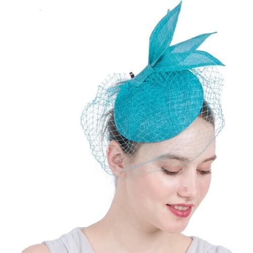Imitation Sinamay Fascinators Hat With Veiling For Kentucky Derby Wedding Garden Party Races Event NEW ARRIVAL 16 Color Select