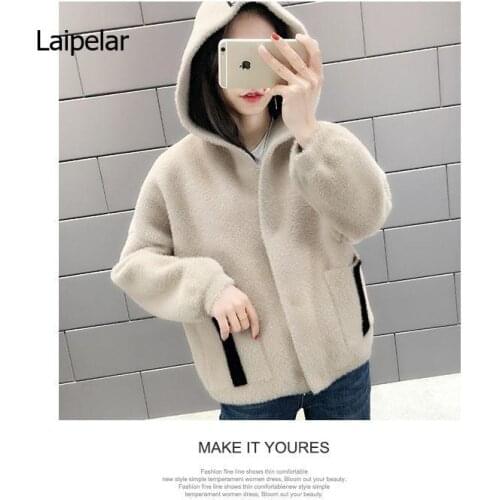 Autumn Winter Women Imitation Mink Velvet Sweater Female Hooded Button Knitted Cardigan Lady Slim Solid Loose Cardigan L783