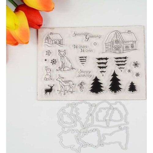 Winter greeting Transparent clear stamp/coordinating die for DIY Scrapbooking/Card Making/Kids Fun Decoration Supplies