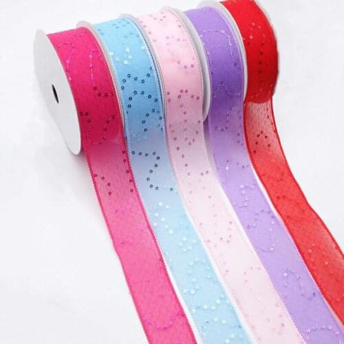 1-1/2 38mm sequin ribbon 20 yards. Shiny DIY bows Hair ornaments bow wedding New Year decorations