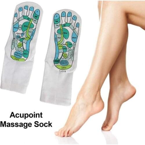 1 Pair Massage Stockings Breathable English Letter Pattern Cotton Elastic Reflexology Sock for Families Massage Stocking Sock