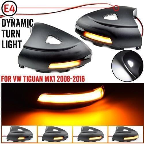 2Pcs Dynamic LED Turn Signal Blinker Light For Volkswagen Tiguan MK1 2008-2016 Side Wing Mirror Indicator Car Puddle Light Lamp