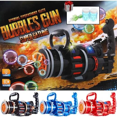 2-in-1 Electric Bubble Machine With Bubble Toy Gatling Bubble Gun Kid Toy Children Outdoor Sports Gift for Wedding Decoration