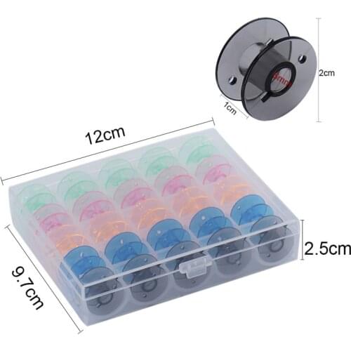 25Pcs/Set Bobbins Box Set Sewing Machine Spools Colorful Plastic Metal And Case Storage Box Sewing Equipment Tools Accessories