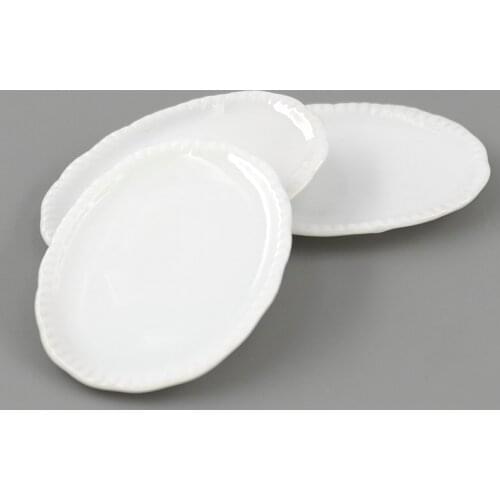3Pcs 1/12 Dollhouse Miniature Accessories Mini Ceramic Food Plate Simulation Kitchen Dish Model Toys for Doll House Decoration