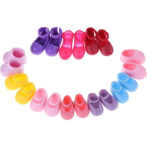 5 Pairs Assorted Fashion Colorful Shoes For Doll Accessories Clothes Dress Prop for mini Dolls