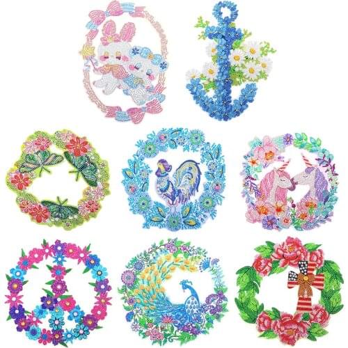 5D DIY Diamond Painting Christmas Wreath Mosaic Art Crafts Rhinestone Painting Garland for Door Wall Hanging Decoration Natal