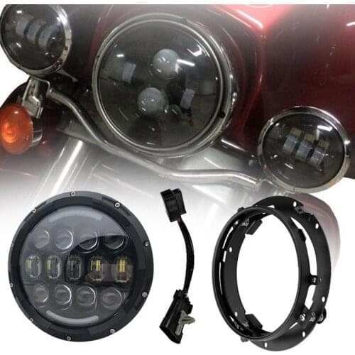 7 inch Round LED Headlight High Low Beam with 7" headlights Mounting bracket ring support for Road King Motorcyc