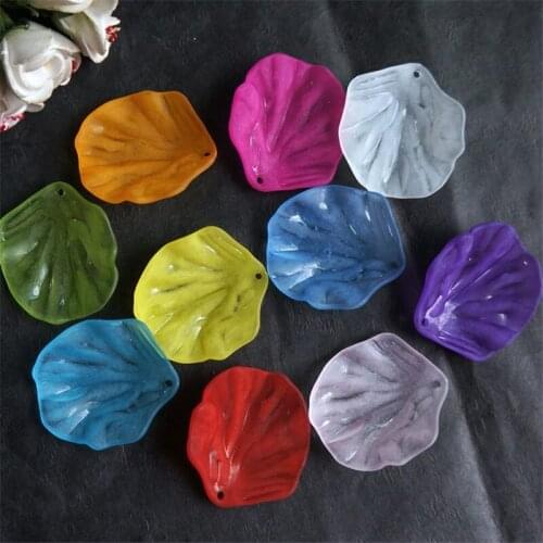 40x44mm Acrylic Matte Beads Monochrome Large Leaves High Quality Cheap Beads For Needlework And Jewelry Making Kids Gift