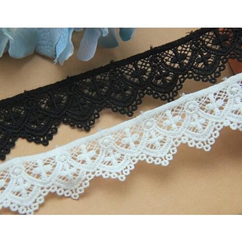 Handmade DIY Garment Accessories Water Soluble Milk Silk Black and White Cross Embroidery Width 3.5cm