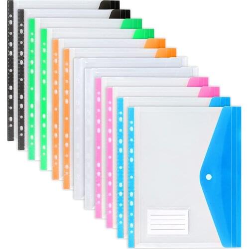 A4 Size Plastic File Folders Wallets Colorful Document Files Envelope Bags for School Office Home, Holds 200 Plus A4 Sheets