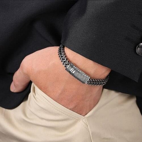 Silver Color Bracelet Mens Wide 10mm Retro Punk Rock Wire Chain Chain and Bracelet Male Jewelry Gift BB0047