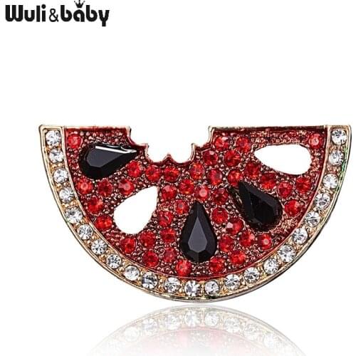 Wuli&baby Red Rhinestone Watermelon Brooches For Women Party Office Casual Brooch Pins Gifts