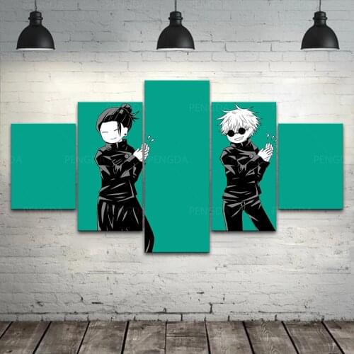 Home Decor 5 Pcs Wall Art Gojo Satoru and Geto Suguru Canvas Painting Jujutsu Kaisen Poster Japan Anime Pictures Corridor Frame