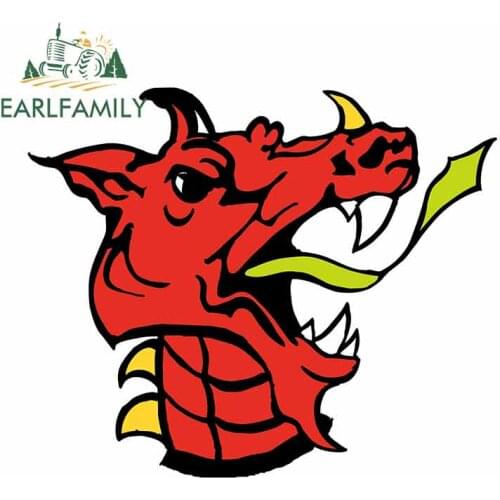 EARLFAMILY 13cm x 10.8cm For Red Dragon Head Waterproof Decal Car Styling Stickers Air Conditioner Surfboard Windows Decoration